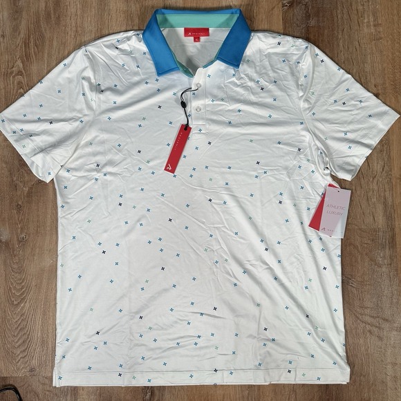 Redvanly Other - NEW Redvanly Men's Size XL Short Sleeve White  Blue Shirt Savile Polo Golf